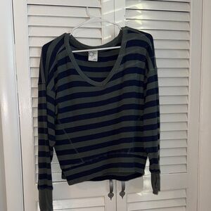 Aerie Striped Navy and Olive Top